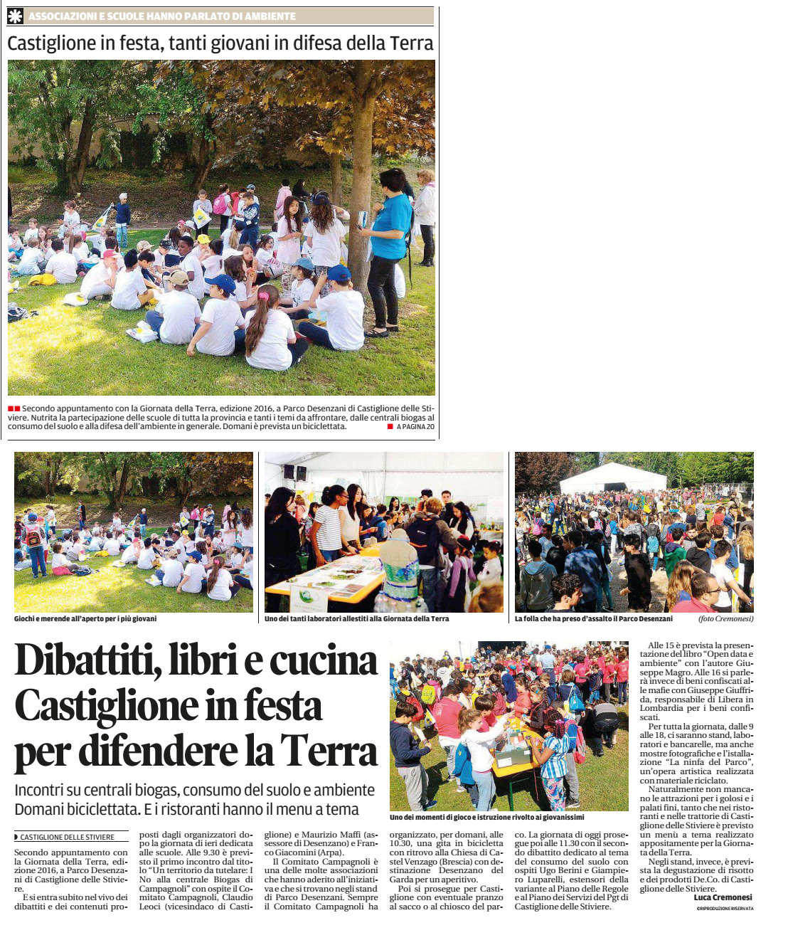 23 04 2016 gazzmn Dibattiti libri e cucina Castiglione in festa per difendere la Terra