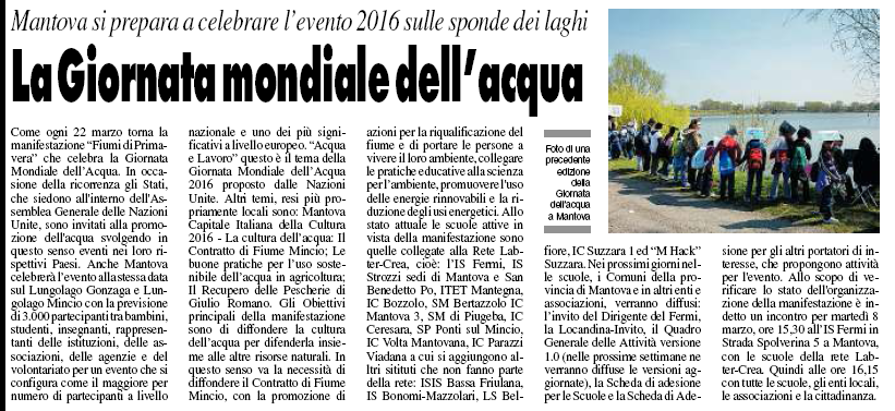 04 03 2016 vocemn La Giornata mondiale dellacqua