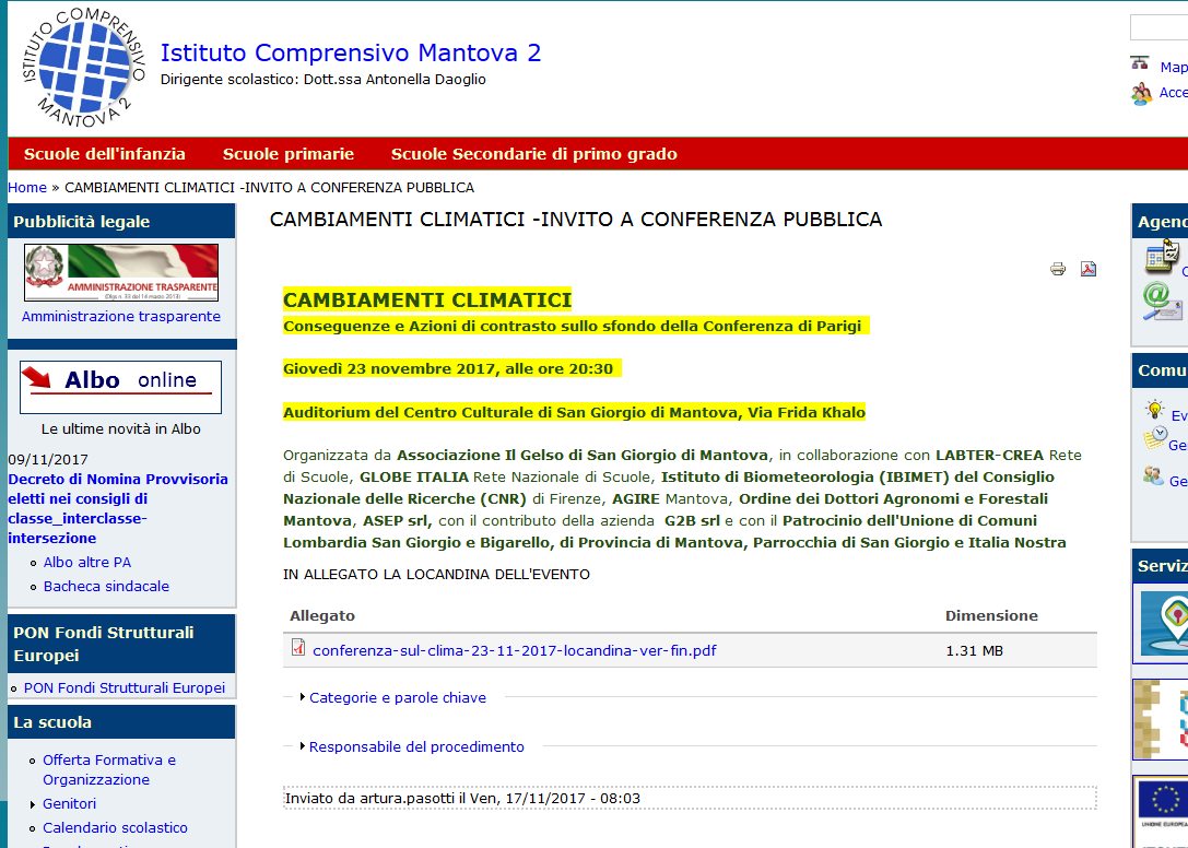 2017 11 20 IC2 mantova conferenza cambiamenti climatici