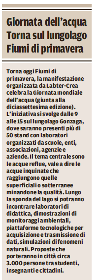 22 03 2017 gazmn Giornata dell acqua Torna sul lungolago Fiumi di primavera