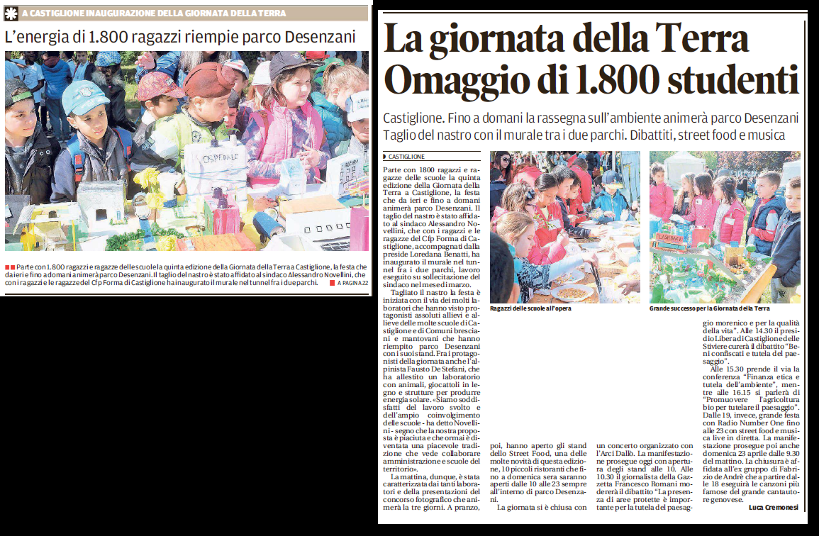 22 04 2017 gazzmn La giornata della Terra Omaggio di 1.800 studenti