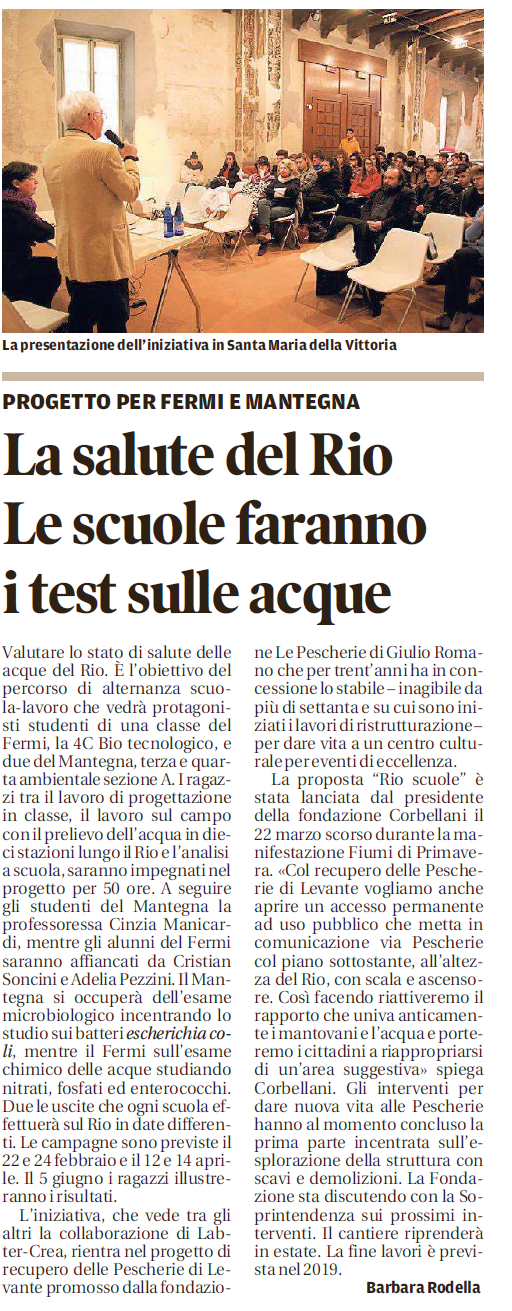11 02 2018 gazzmn La salute del Rio Le scuole faranno i test sulle acque