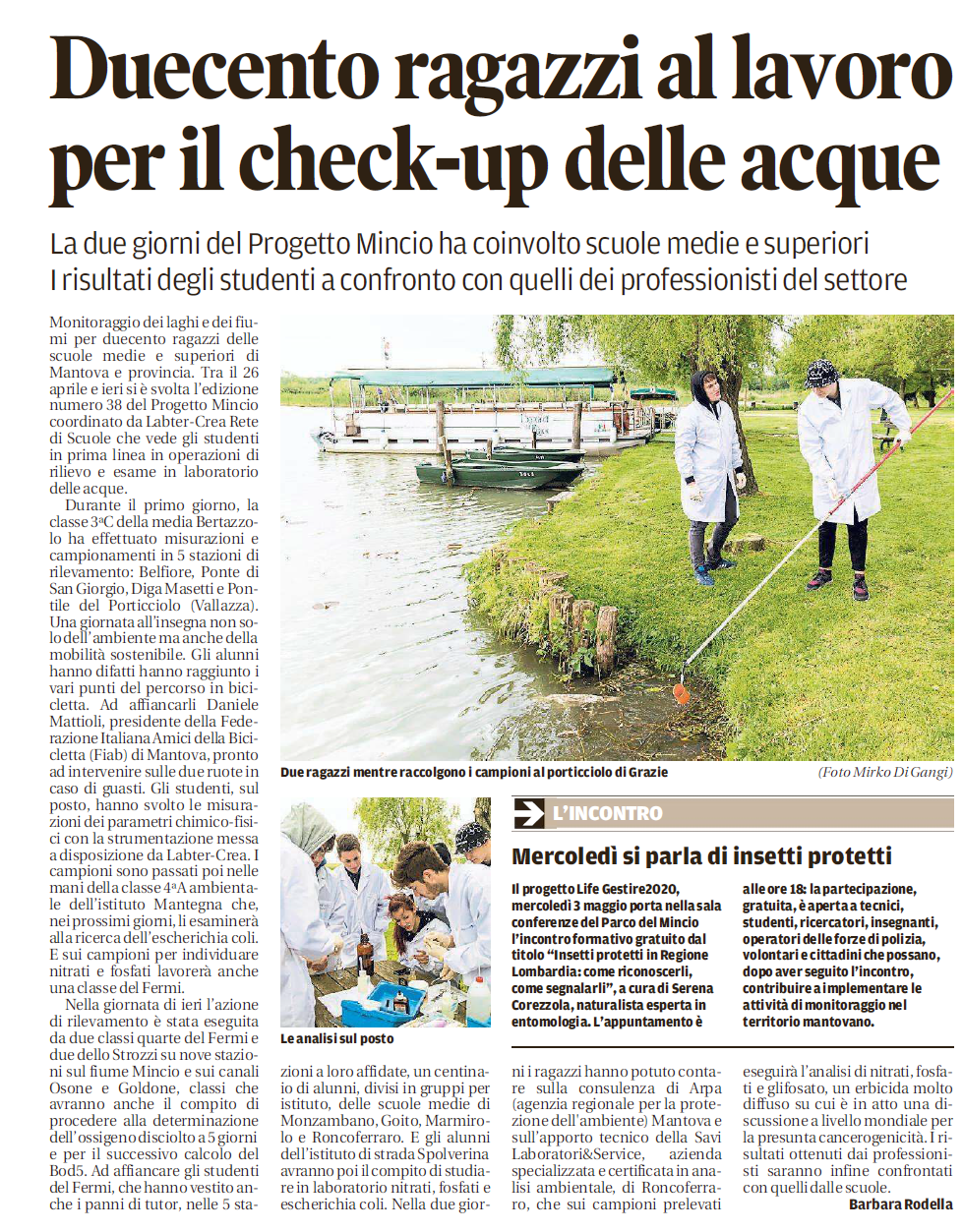 28 04 2018 gazzmn Duecento ragazzi al lavoro per il check up delle acque