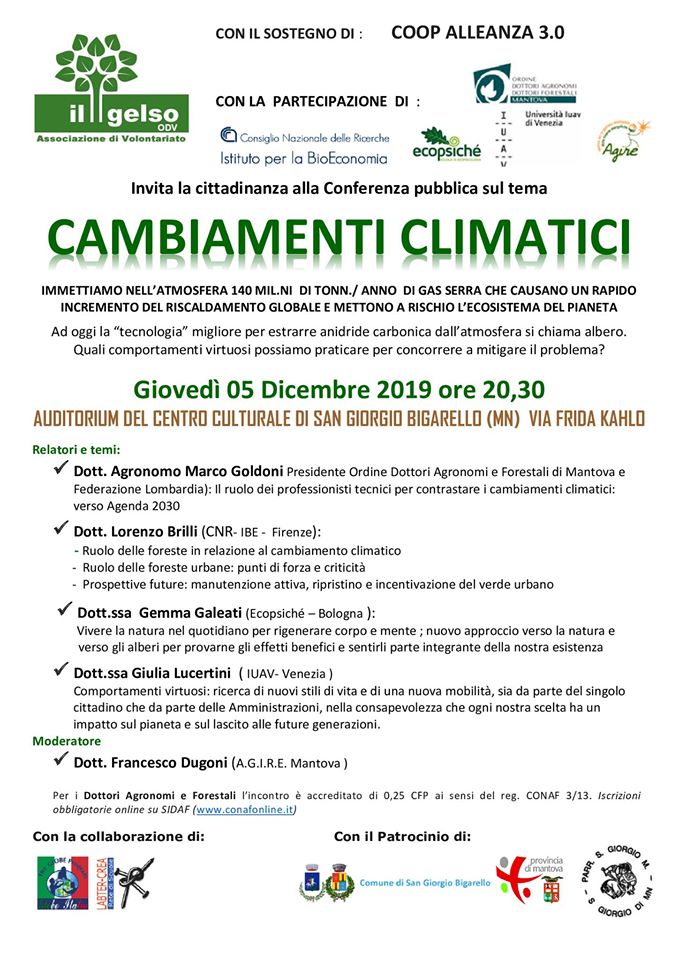 conferenza gelso 5 12 19 cambiamenti climatici