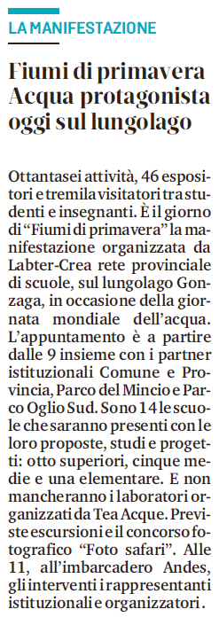 22 03 2019 gazzmn Fiumi di primavera Acqua protagonistaoggi sul lungolago